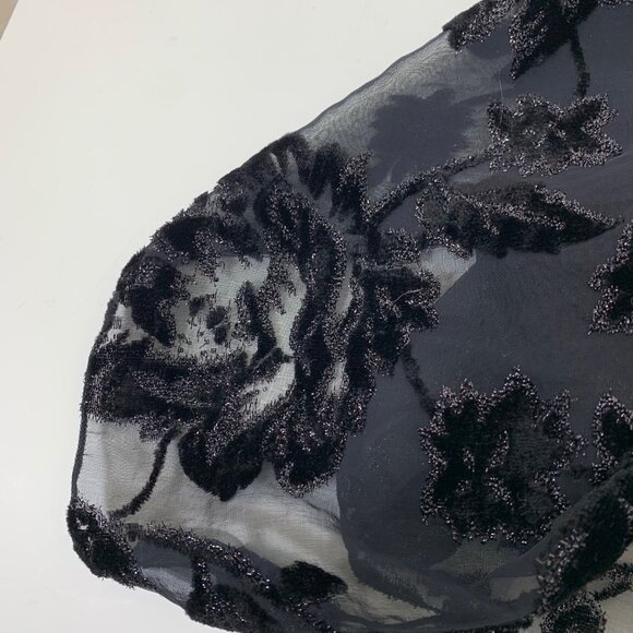 Velvet Burnout Sparkly Dark Floral Whimsigoth Neck Scarf - Picture 5 of 7